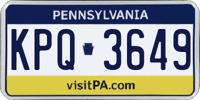 PA license plate KPQ3649