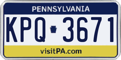 PA license plate KPQ3671