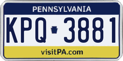 PA license plate KPQ3881