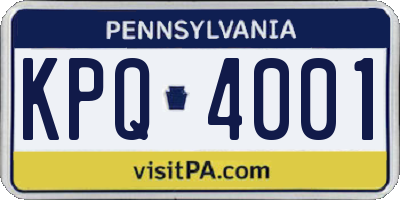 PA license plate KPQ4001