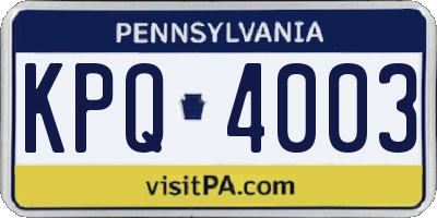 PA license plate KPQ4003