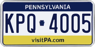 PA license plate KPQ4005