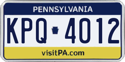 PA license plate KPQ4012