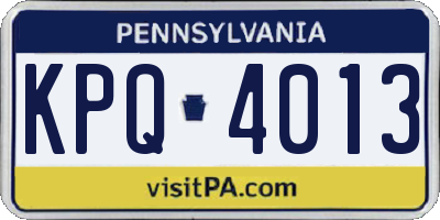 PA license plate KPQ4013