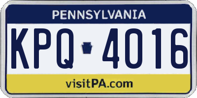 PA license plate KPQ4016