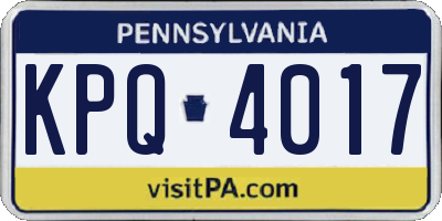 PA license plate KPQ4017