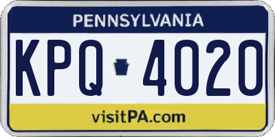 PA license plate KPQ4020