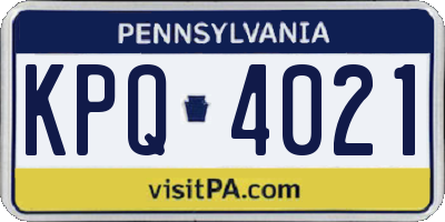 PA license plate KPQ4021