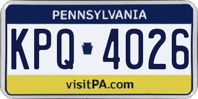 PA license plate KPQ4026