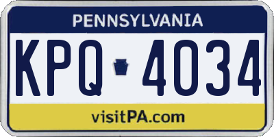 PA license plate KPQ4034