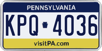 PA license plate KPQ4036