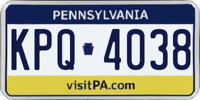 PA license plate KPQ4038