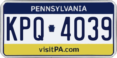PA license plate KPQ4039