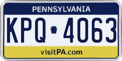 PA license plate KPQ4063
