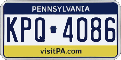PA license plate KPQ4086