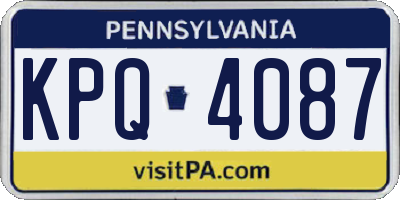 PA license plate KPQ4087