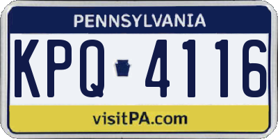 PA license plate KPQ4116
