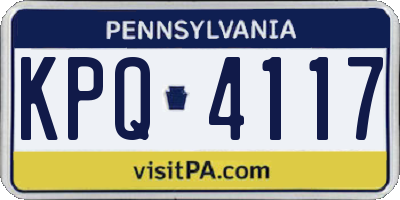 PA license plate KPQ4117