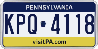 PA license plate KPQ4118