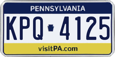 PA license plate KPQ4125