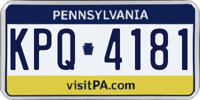 PA license plate KPQ4181