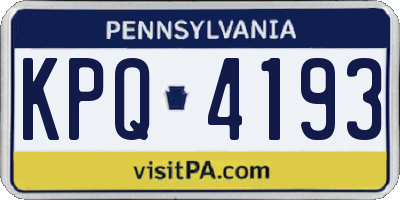 PA license plate KPQ4193