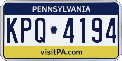 PA license plate KPQ4194