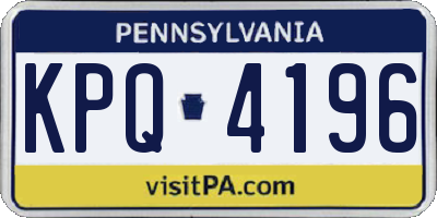 PA license plate KPQ4196