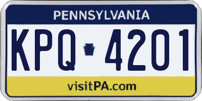 PA license plate KPQ4201