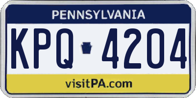 PA license plate KPQ4204