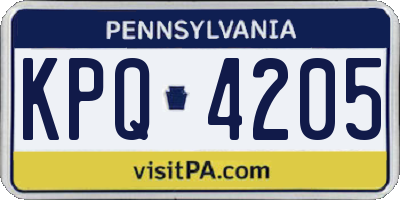 PA license plate KPQ4205