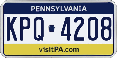 PA license plate KPQ4208