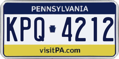 PA license plate KPQ4212