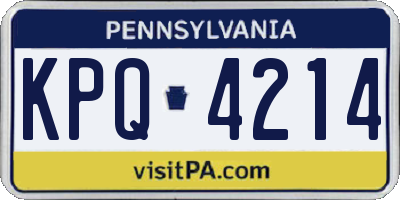 PA license plate KPQ4214