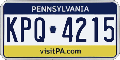 PA license plate KPQ4215