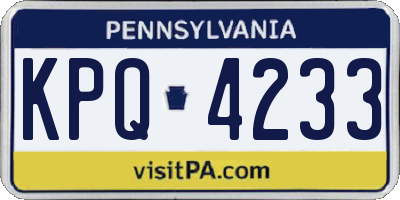 PA license plate KPQ4233