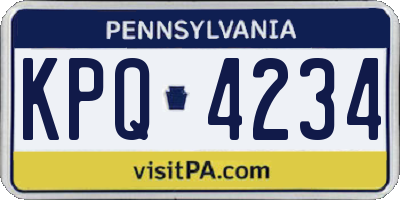 PA license plate KPQ4234