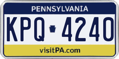 PA license plate KPQ4240