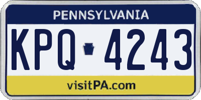 PA license plate KPQ4243