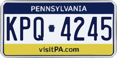 PA license plate KPQ4245