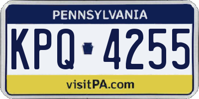 PA license plate KPQ4255