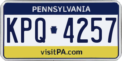 PA license plate KPQ4257