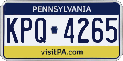 PA license plate KPQ4265
