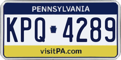 PA license plate KPQ4289