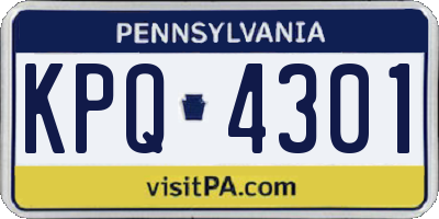 PA license plate KPQ4301