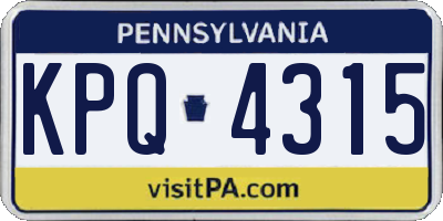 PA license plate KPQ4315