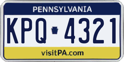 PA license plate KPQ4321
