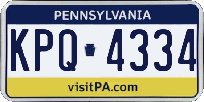 PA license plate KPQ4334