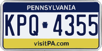 PA license plate KPQ4355