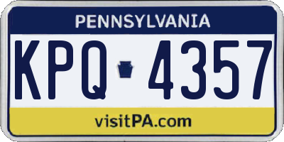 PA license plate KPQ4357